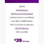 SIMBA upgrades it’s MY130 plan to 50 GB Roaming in Malaysia