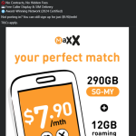 Maxx Update Plan: 290GB Shared Data (SG & MY) + 10GB APAC + 2GB Global for S$7.90 (Port-In Exclusive)