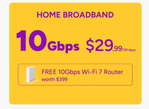 SIMBA 10Gbps Home Broadband – FREE $399 WiFi 7 Router + Installation Perks!