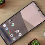 Sharp Aquos R10 on desktop with plants