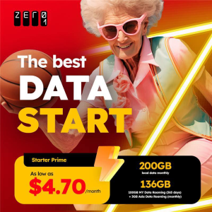 Zero1 offers Starter Prime at $4.70 with 200 GB and data roam